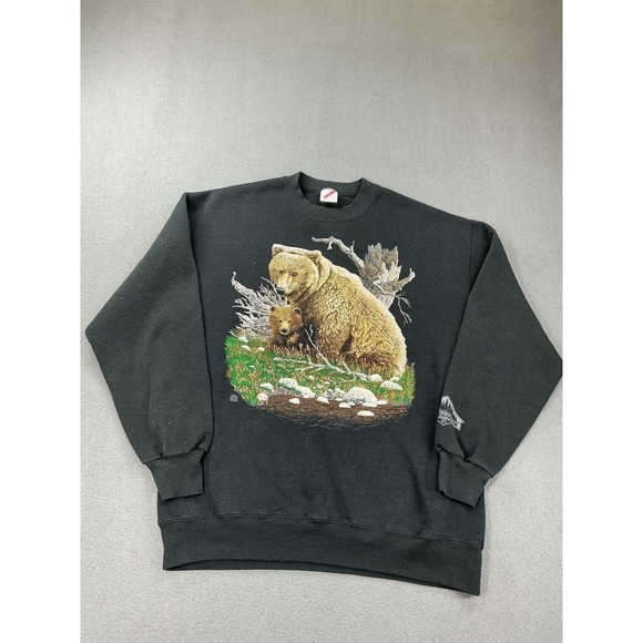 Jerzees Other - Vintage Jerzees Sweatshirt Mens XL Black Bear Wilderness Graphic Made USA 90s